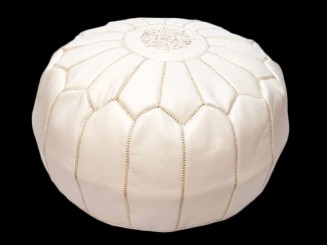 High leather pouf (round)
