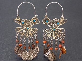 Old silver and coral earrings