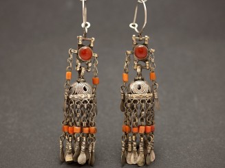 Old silver and coral earrings