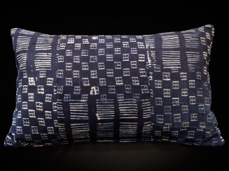 Vintage indigo bogolan cushion