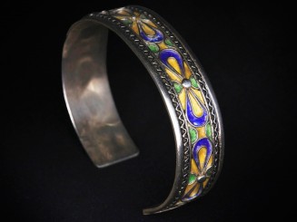 Berber silver enamel bracelet