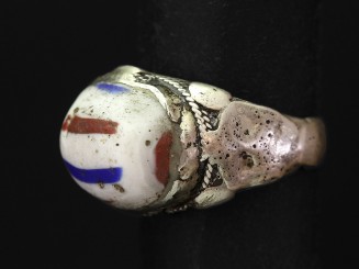 Old silver and glass bead ring