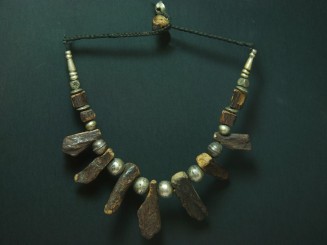 Silver and sandalwood necklace